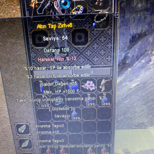  ALTINTAŞ ZIRH +6 5 EFSUN 1500 HP 15 STR FUL TAŞLI